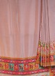 Peach Weaving Work Traditional Pashmina Silk Saree